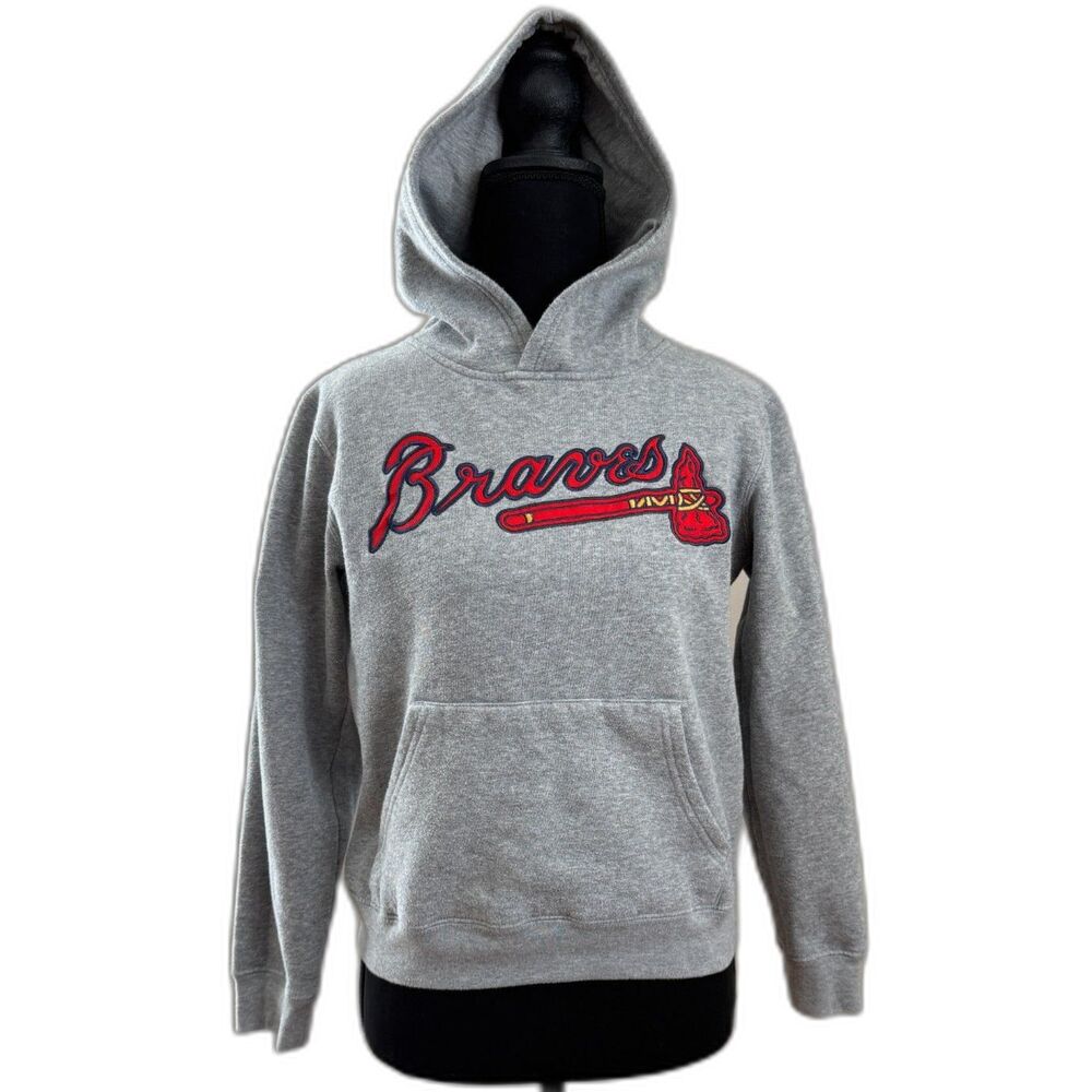Kid's Youth Large Grey MLB Genuine Merchandise Braves Hoodie - No Size Listed